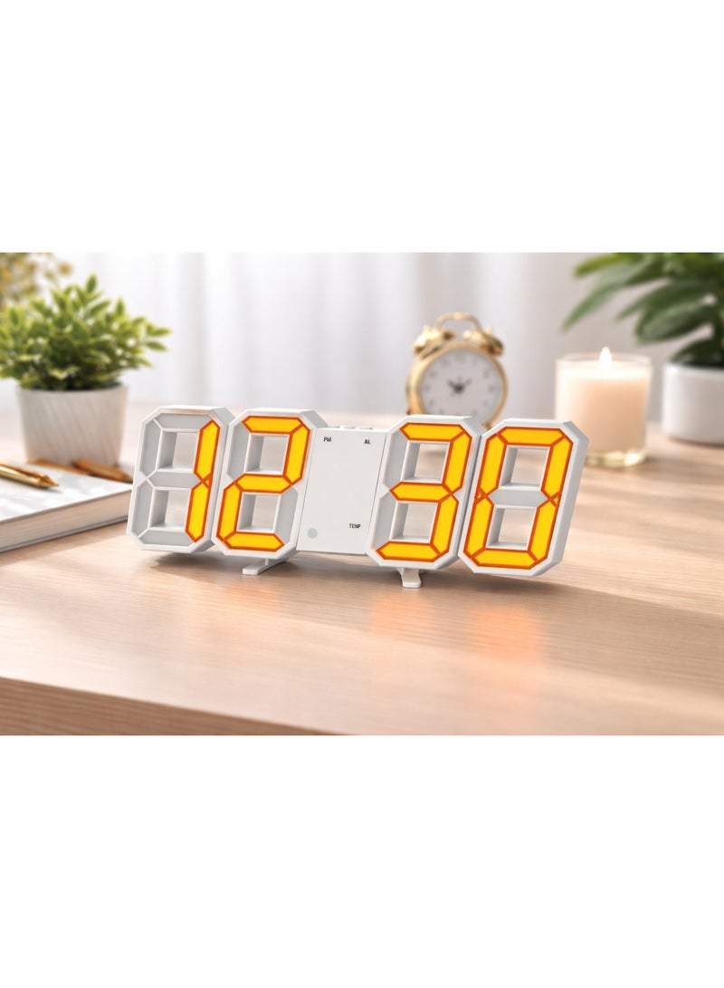 3D LED Digital Wall Clock – Time, Date & Temperature Display with Alarm, Auto Brightness & 12/24H Format - Image 1